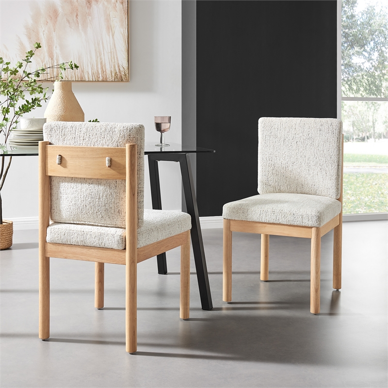 NPD Furniture Melvin Fabric Dining Side Chair in Concord Cream (Set of 2)