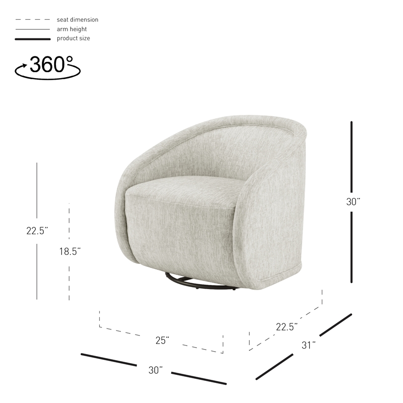 NPD Furniture Margareth Fabric Swivel Accent Arm Chair in Pasadena Beige