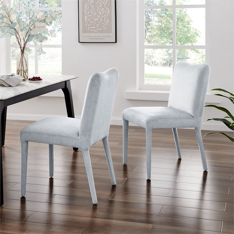 NPD Furniture Alder Velvet Dining Side Chair in Zen Gray (Set of 2)