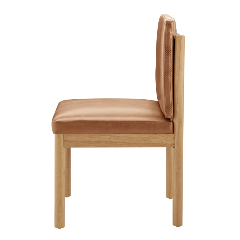 NPD Furniture Melvin PU Dining Side Chair in Borneo Brown  (Set of 2)