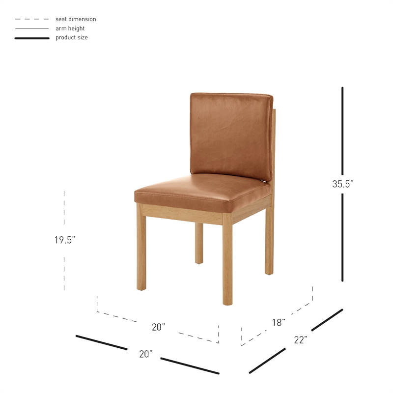NPD Furniture Melvin PU Dining Side Chair in Borneo Brown  (Set of 2)