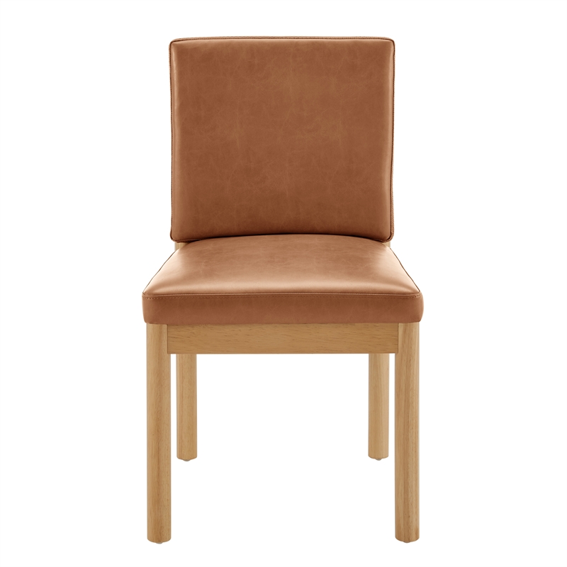 NPD Furniture Melvin PU Dining Side Chair in Borneo Brown  (Set of 2)