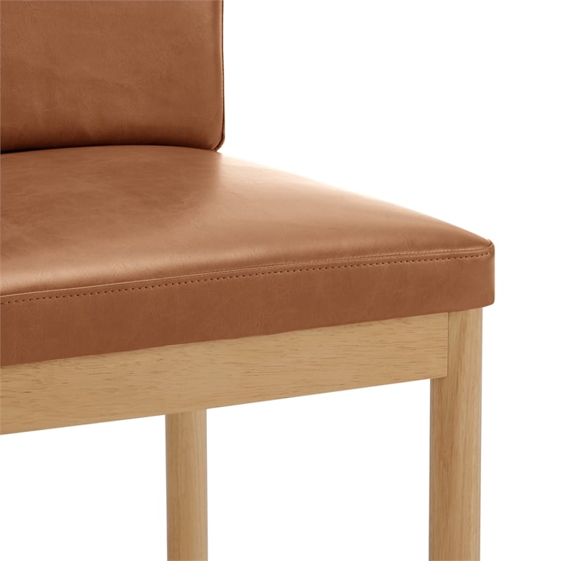 NPD Furniture Melvin PU Dining Side Chair in Borneo Brown  (Set of 2)