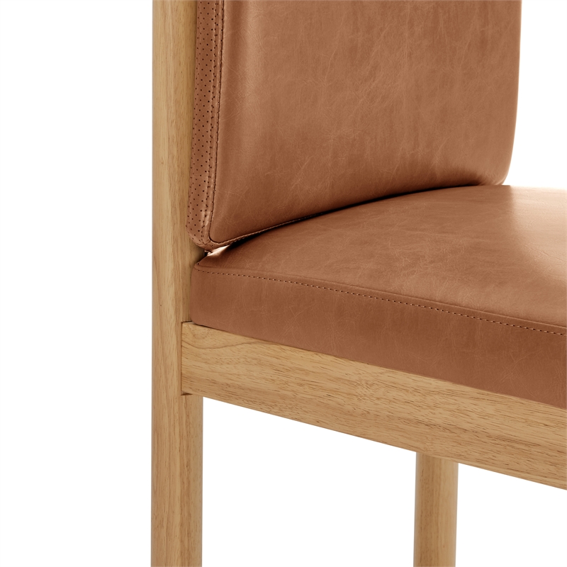 NPD Furniture Melvin PU Dining Side Chair in Borneo Brown  (Set of 2)