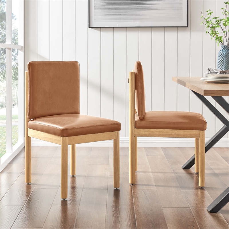 NPD Furniture Melvin PU Dining Side Chair in Borneo Brown  (Set of 2)