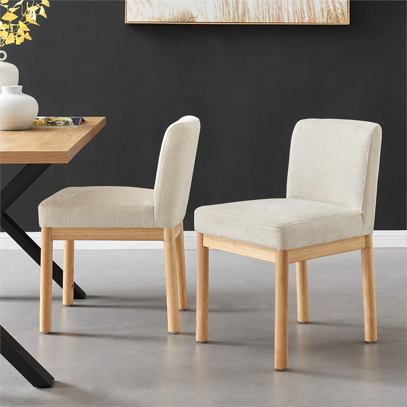 NPD Furniture Bloomfield Fabric Low-Back Dining Chair in Beige (Set of 2)