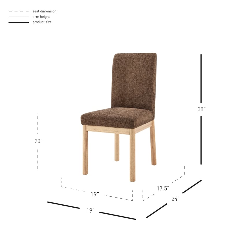 NPD Furniture Bloomfield Fabric High-Back Dining Chair in Brown (Set of 2)