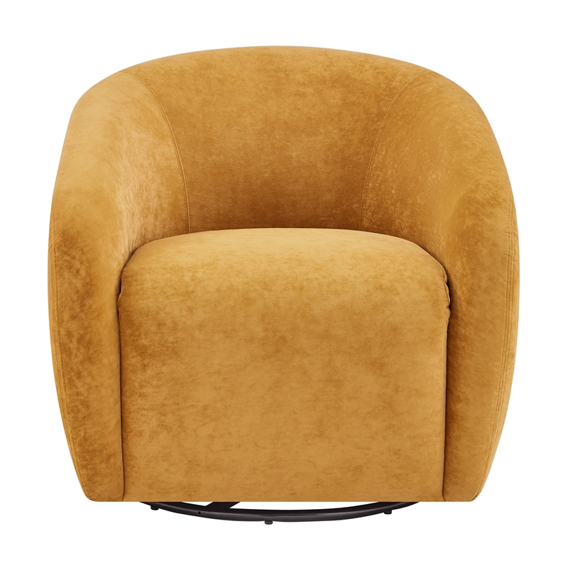 New Pacific Direct Regina Velvet Swivel Accent Arm Chair in Dainty Caramel