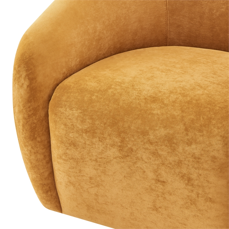 New Pacific Direct Regina Velvet Swivel Accent Arm Chair in Dainty Caramel