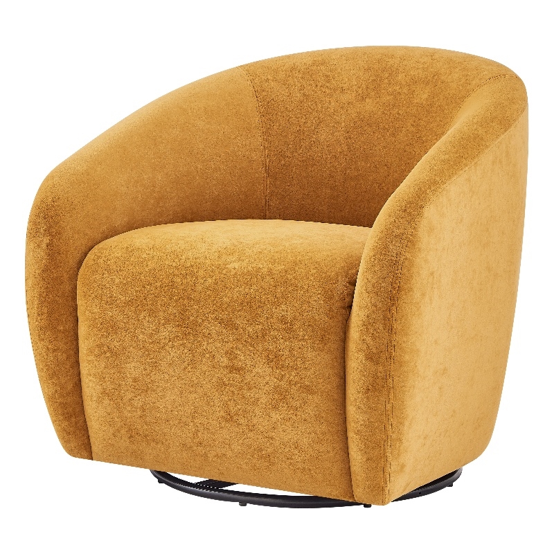 New Pacific Direct Regina Velvet Swivel Accent Arm Chair in Dainty Caramel