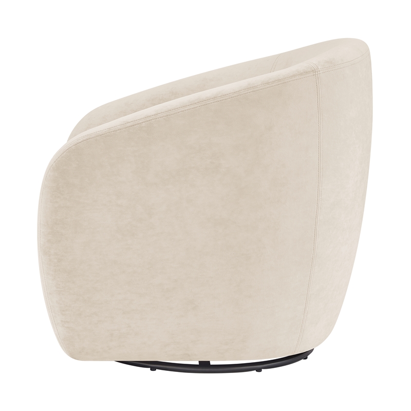 NPD Furniture Regina Velvet Swivel Accent Arm Chair in Dainty Cream
