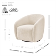 NPD Furniture Regina Velvet Swivel Accent Arm Chair in Dainty Cream