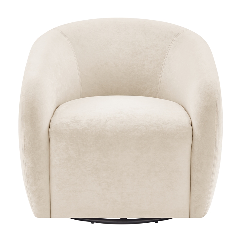 NPD Furniture Regina Velvet Swivel Accent Arm Chair in Dainty Cream