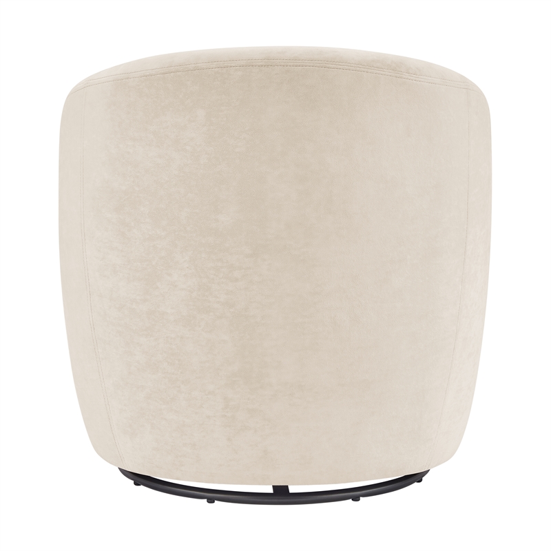 NPD Furniture Regina Velvet Swivel Accent Arm Chair in Dainty Cream