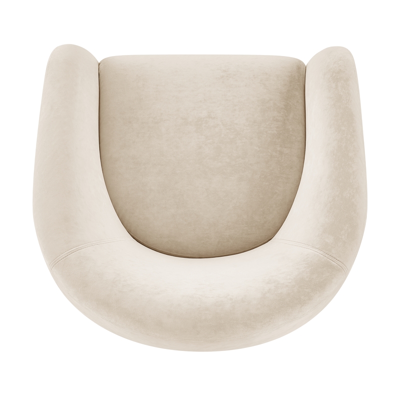 NPD Furniture Regina Velvet Swivel Accent Arm Chair in Dainty Cream