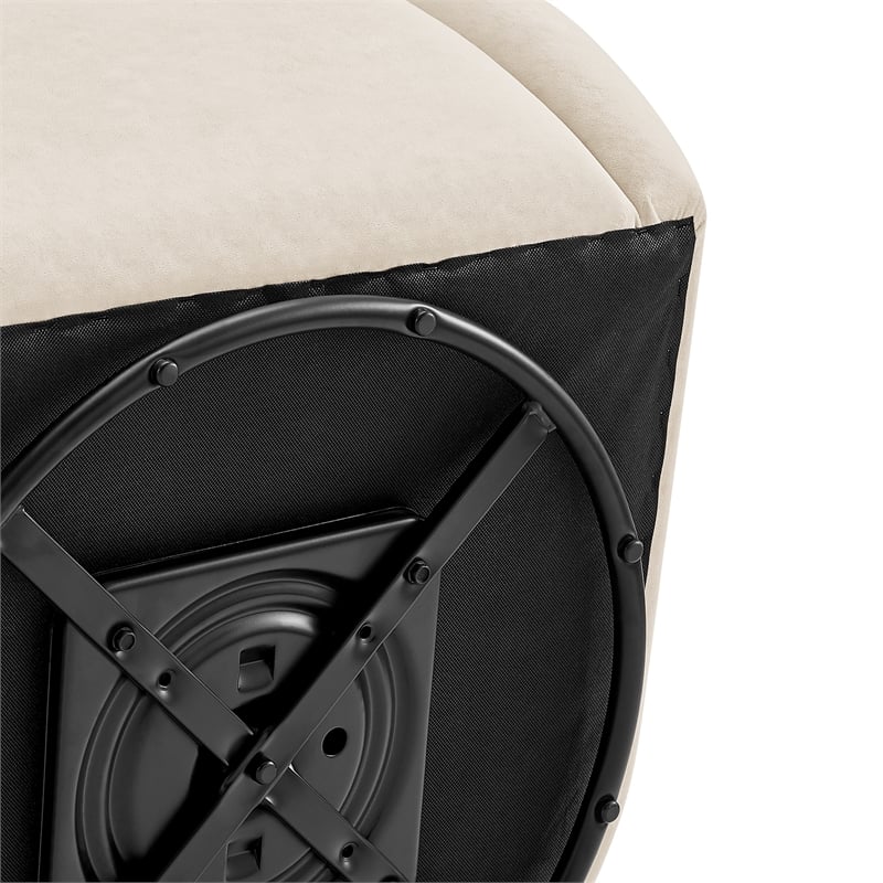 NPD Furniture Regina Velvet Swivel Accent Arm Chair in Dainty Cream