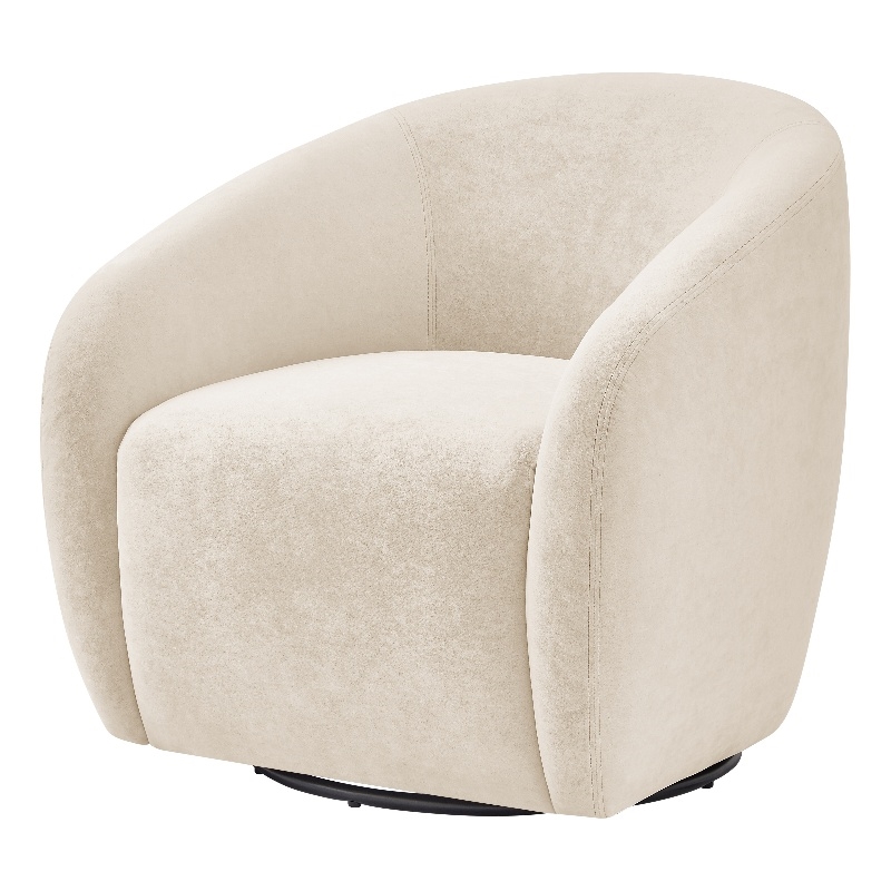 NPD Furniture Regina Velvet Swivel Accent Arm Chair in Dainty Cream