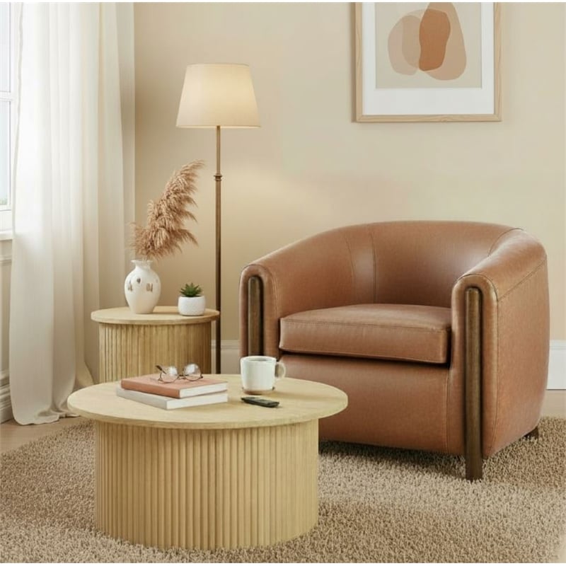 NPD Furniture Ruth Faux Leather Accent Arm Chair in Vintage Cider
