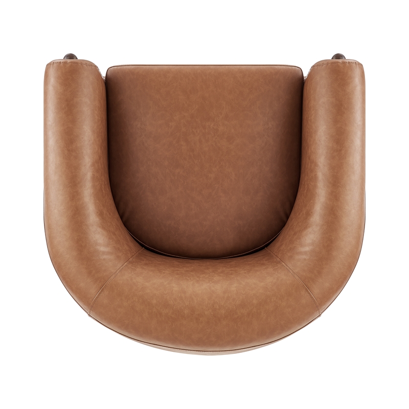 NPD Furniture Ruth Faux Leather Accent Arm Chair in Vintage Cider