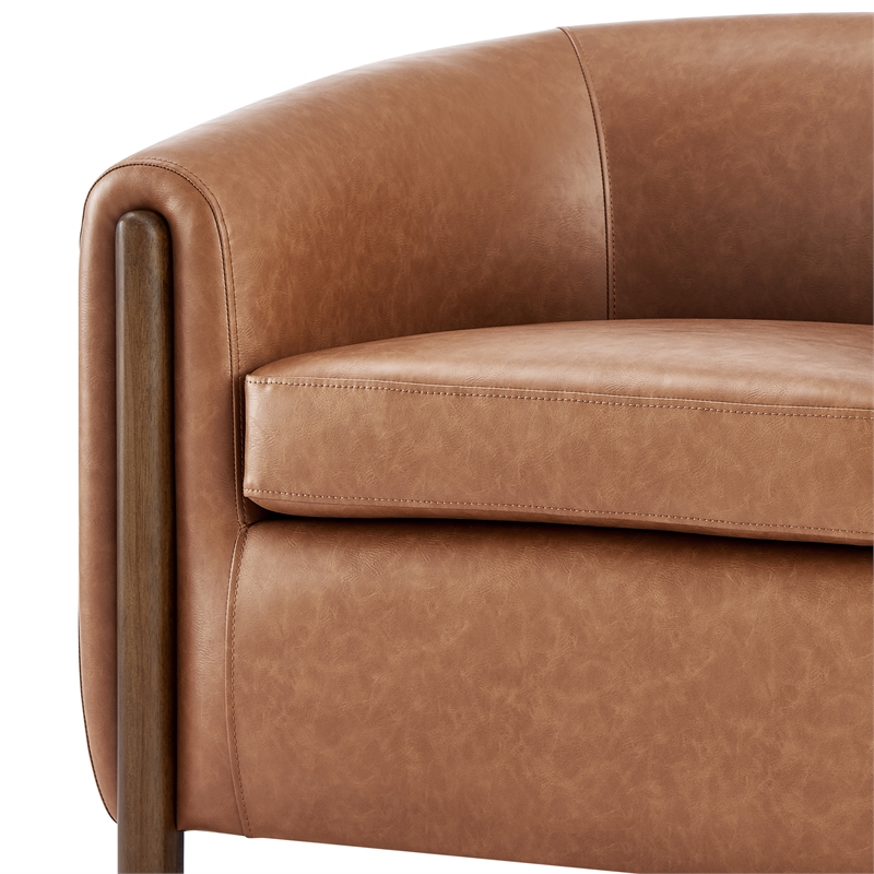 NPD Furniture Ruth Faux Leather Accent Arm Chair in Vintage Cider