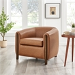 NPD Furniture Ruth Faux Leather Accent Arm Chair in Vintage Cider