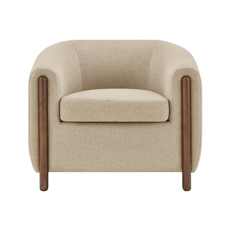 New Pacific Direct Ruth Fabric Accent Arm Chair in Barley Beige