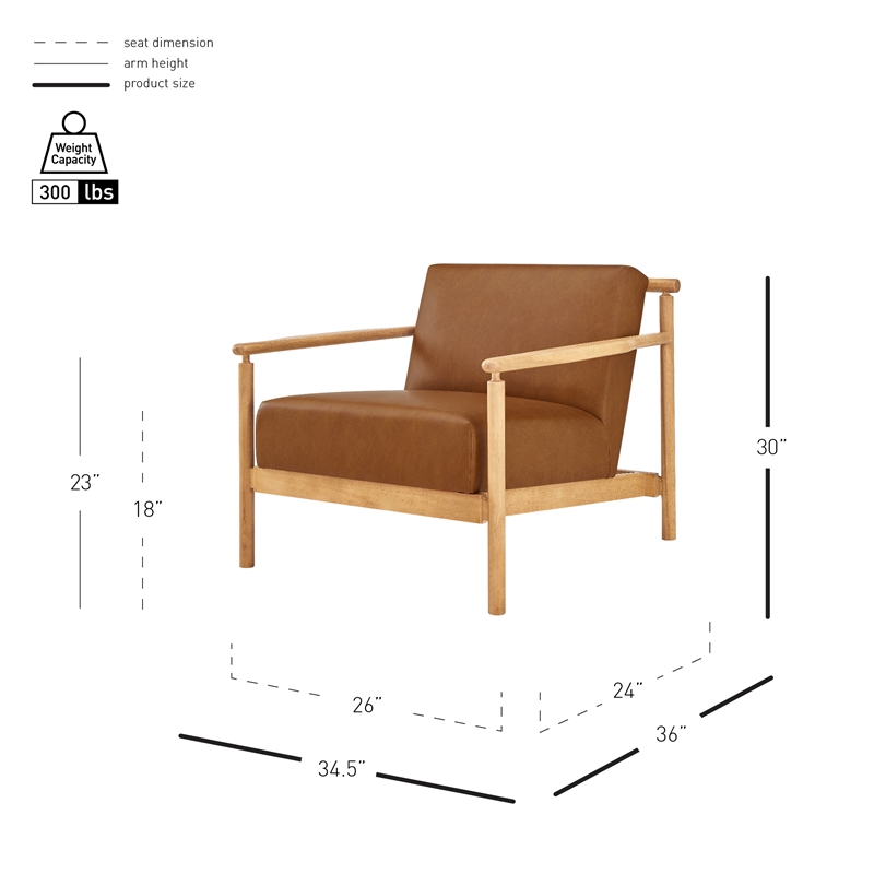 New Pacific Direct Arnold PU Accent Arm Chair in Casa Caramel
