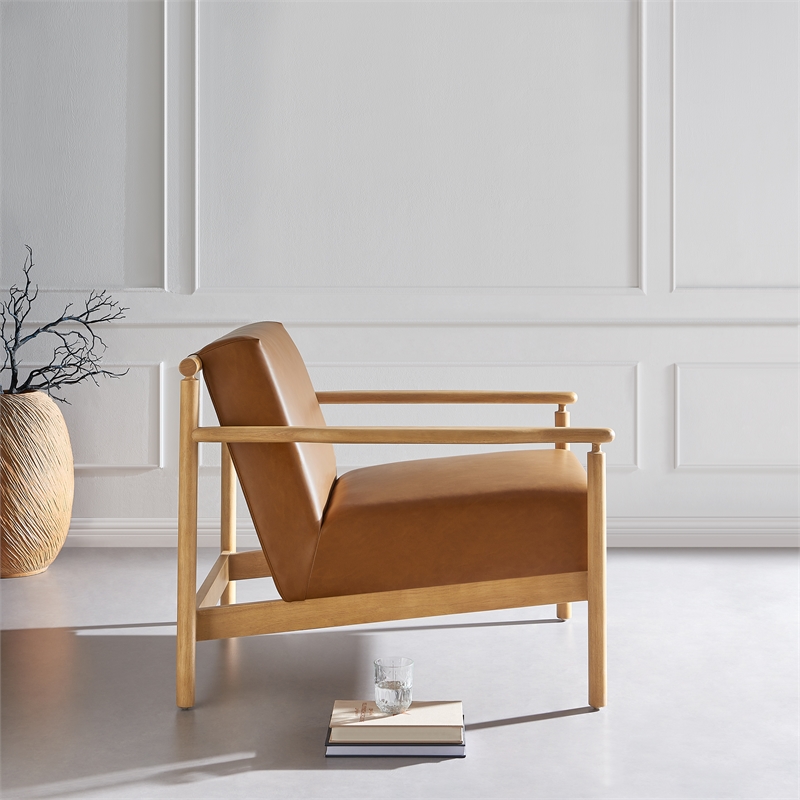 New Pacific Direct Arnold PU Accent Arm Chair in Casa Caramel