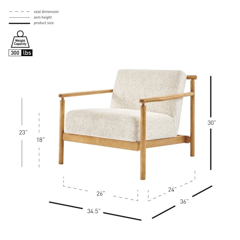 NPD Furniture Arnold Fabric Accent Arm Chair in Concord Cream