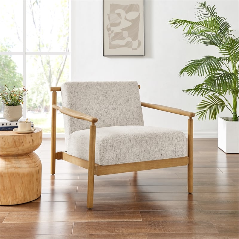 NPD Furniture Arnold Fabric Accent Arm Chair in Concord Cream