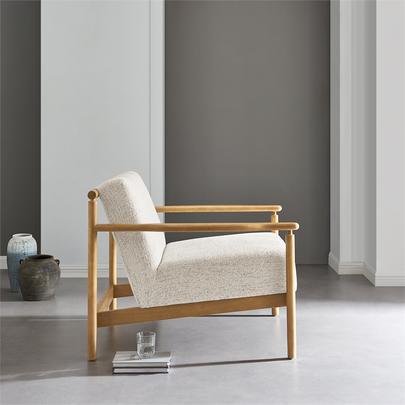 NPD Furniture Arnold Fabric Accent Arm Chair in Concord Cream