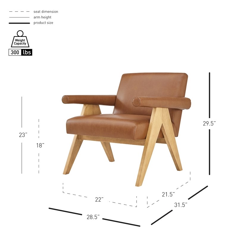 New Pacific Direct Nixon PU Accent Arm Chair in Borneo Chocolate