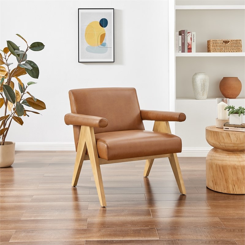 New Pacific Direct Nixon PU Accent Arm Chair in Borneo Chocolate