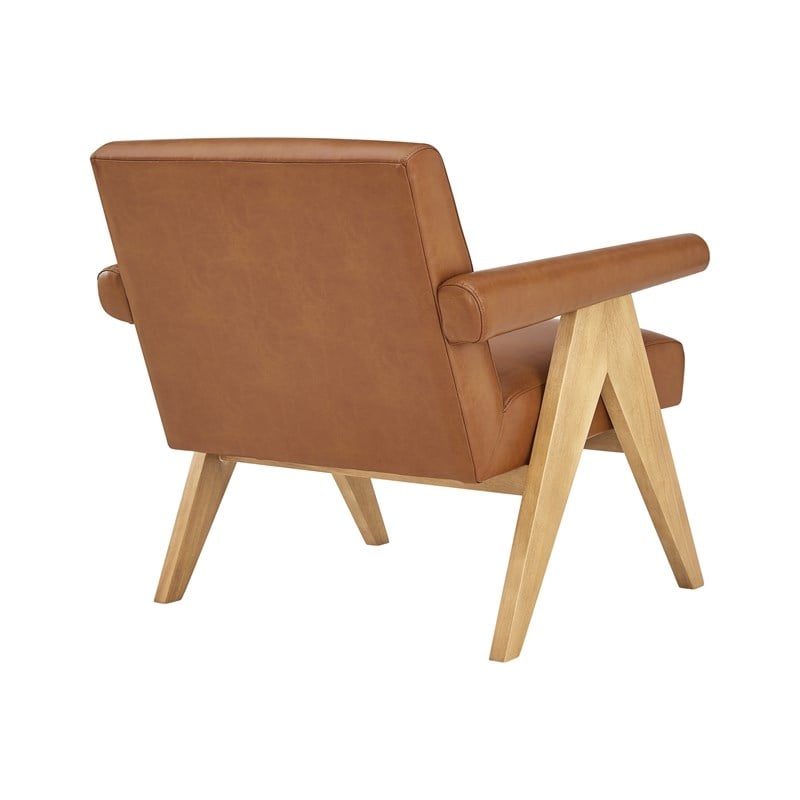 New Pacific Direct Nixon PU Accent Arm Chair in Borneo Chocolate