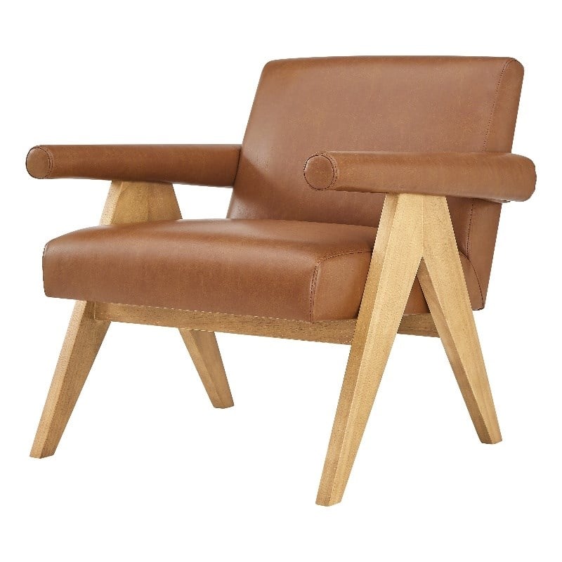 New Pacific Direct Nixon PU Accent Arm Chair in Borneo Chocolate