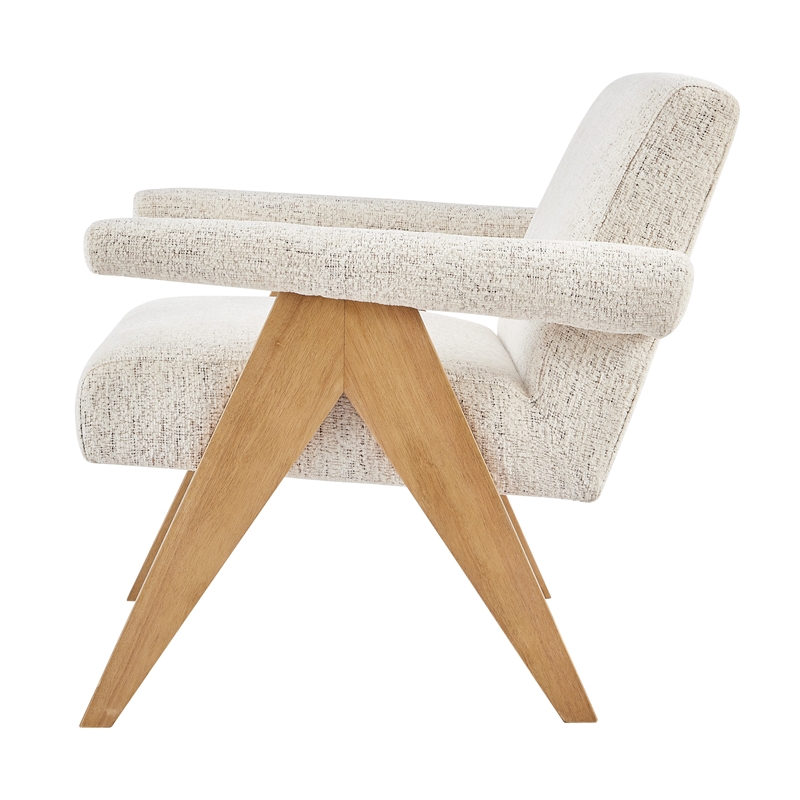 NPD Furniture Nixon Fabric Accent Arm Chair in Concord Cream