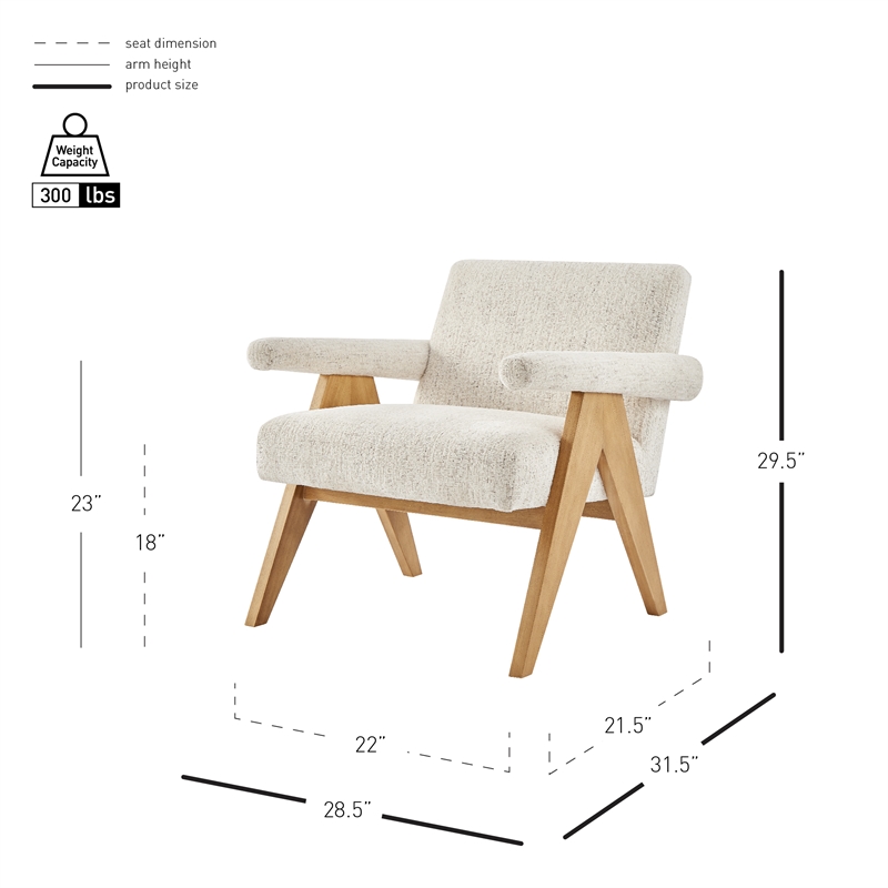 NPD Furniture Nixon Fabric Accent Arm Chair in Concord Cream