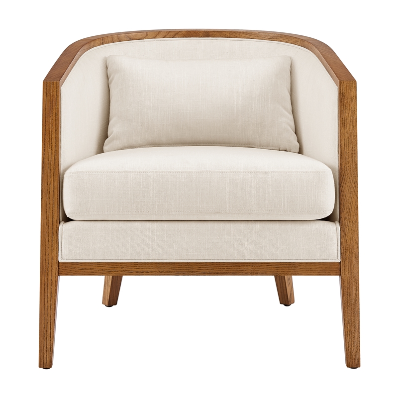 New Pacific Direct Tillman PU/Fabric Accent Arm Chair in Casa Caramel/Shortbread