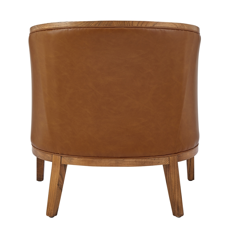 New Pacific Direct Tillman PU/Fabric Accent Arm Chair in Casa Caramel/Shortbread