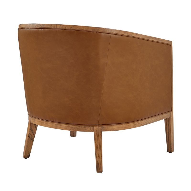 New Pacific Direct Tillman PU/Fabric Accent Arm Chair in Casa Caramel/Shortbread