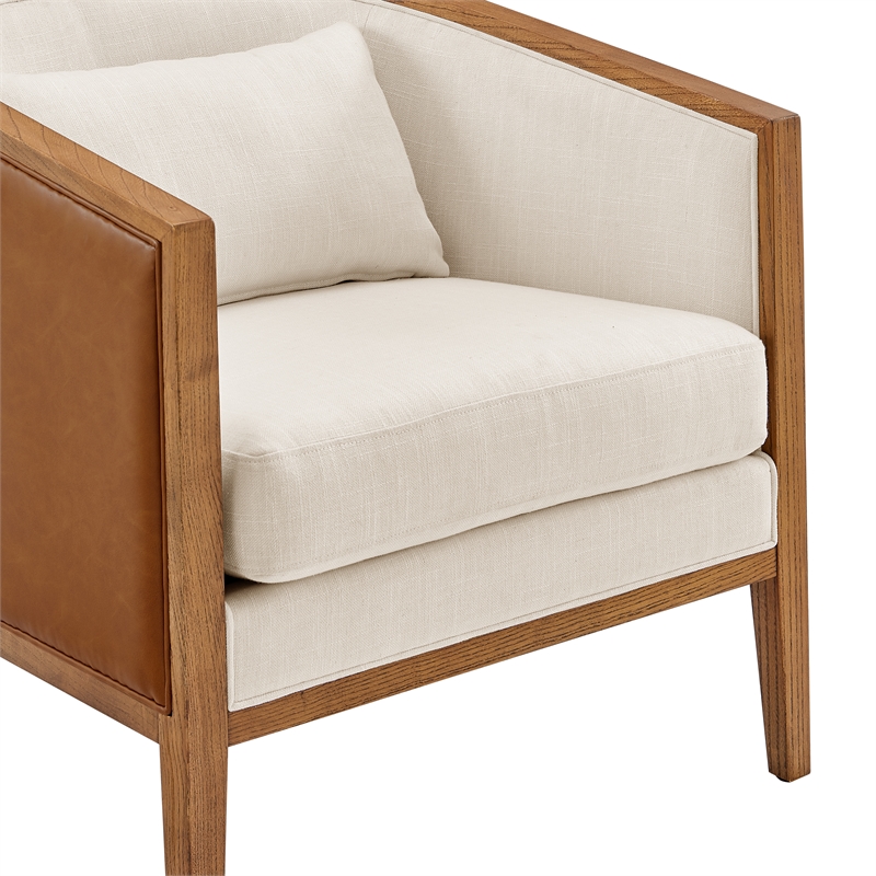 New Pacific Direct Tillman PU/Fabric Accent Arm Chair in Casa Caramel/Shortbread