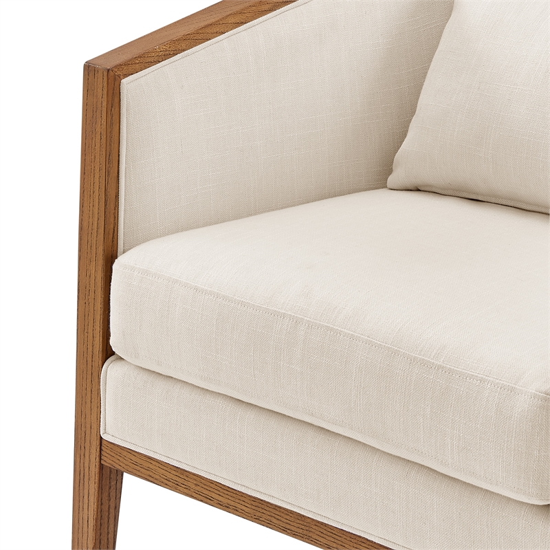 New Pacific Direct Tillman PU/Fabric Accent Arm Chair in Casa Caramel/Shortbread