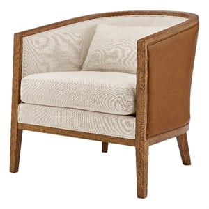 New Pacific Direct Tillman PU/Fabric Accent Arm Chair in Casa Caramel/Shortbread