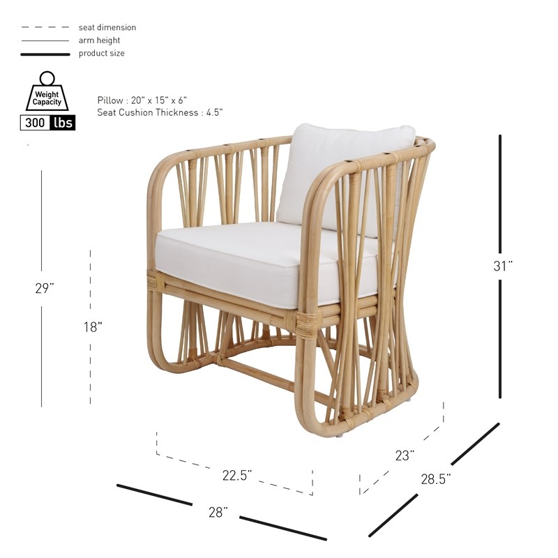 New Pacific Direct Shanaya Rattan Accent Arm Chair in Natural