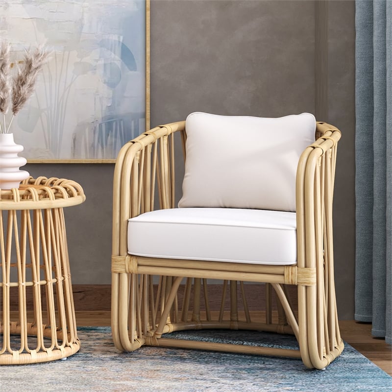 NPD Furniture Shanaya Rattan Accent Arm Chair in Natural