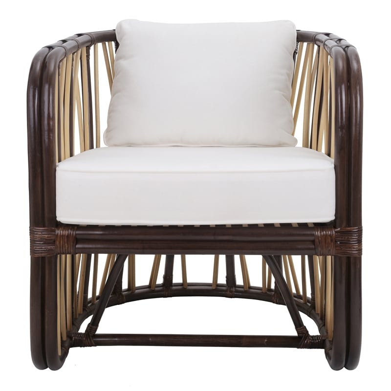 New Pacific Direct Shanaya Rattan Accent Arm Chair in Paloma Brown