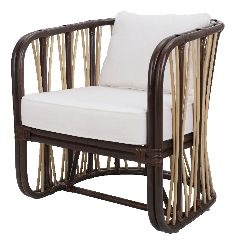 New Pacific Direct Shanaya Rattan Accent Arm Chair in Paloma Brown