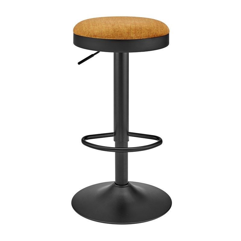 New Pacific Direct Juno Velvet Gaslift Swivel Bar Stool in Amber (Set of 2)