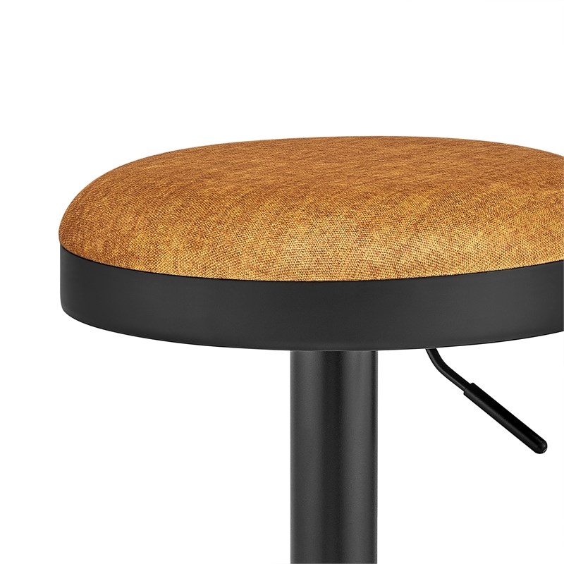 New Pacific Direct Juno Velvet Gaslift Swivel Bar Stool in Amber (Set of 2)