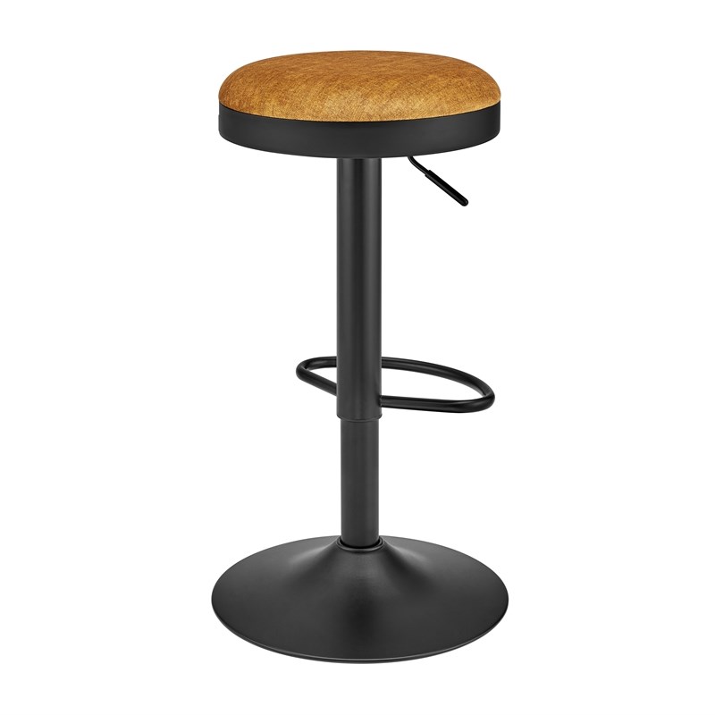 New Pacific Direct Juno Velvet Gaslift Swivel Bar Stool in Amber (Set of 2)